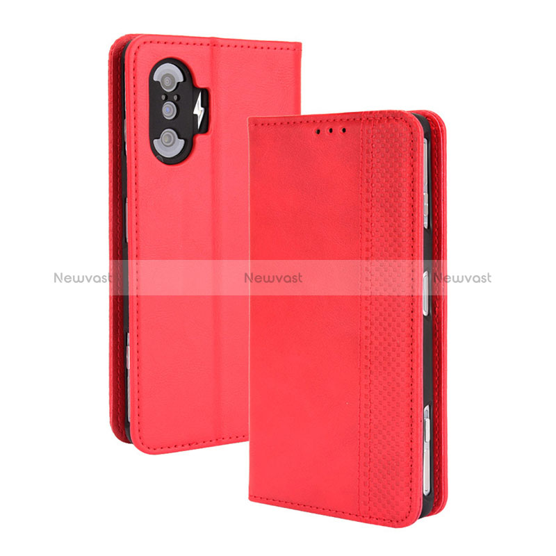 Leather Case Stands Flip Cover Holder BY4 for Xiaomi Poco F3 GT 5G Red