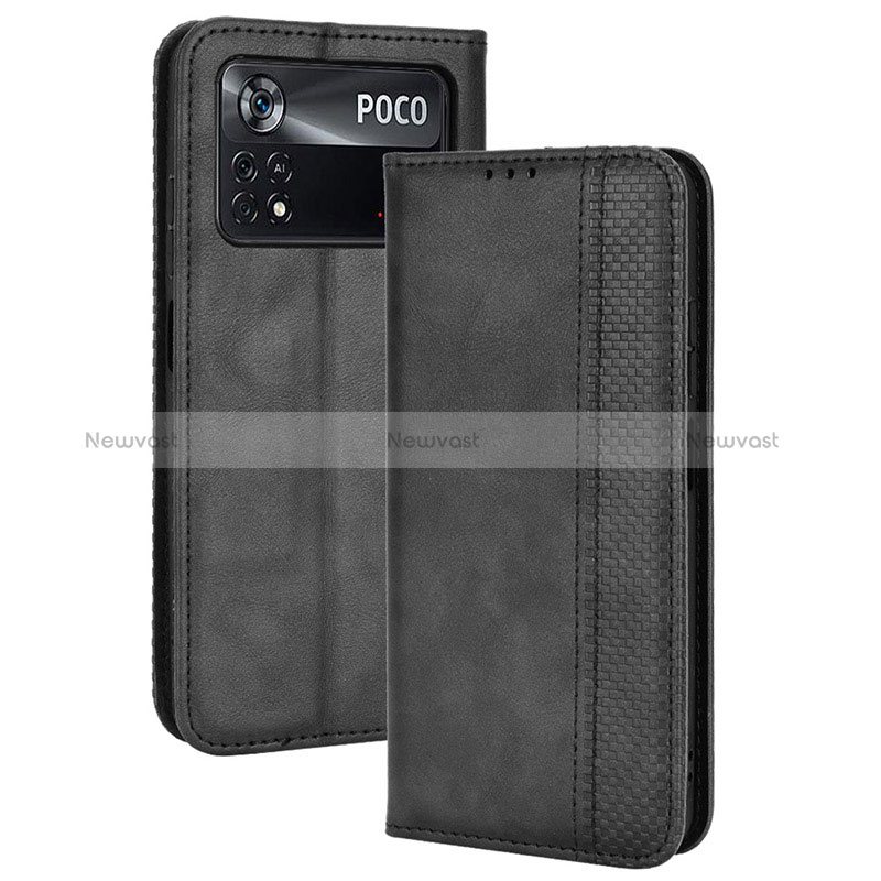 Leather Case Stands Flip Cover Holder BY4 for Xiaomi Poco M4 Pro 4G