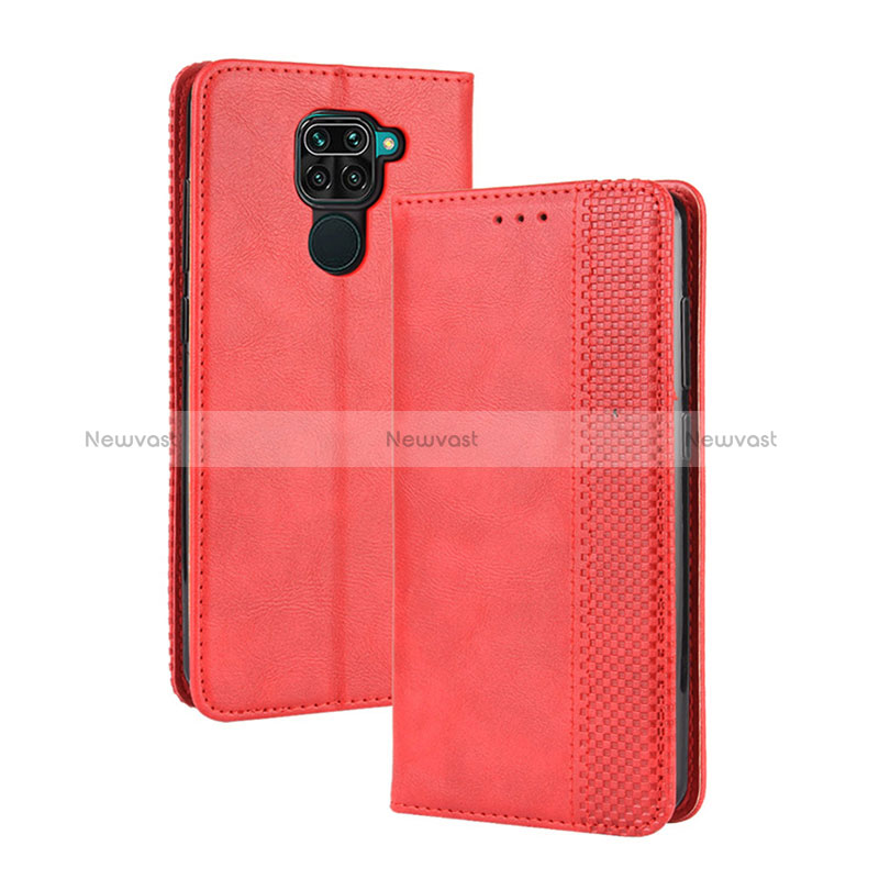 Leather Case Stands Flip Cover Holder BY4 for Xiaomi Redmi 10X 4G Red