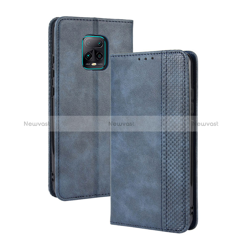 Leather Case Stands Flip Cover Holder BY4 for Xiaomi Redmi 10X Pro 5G Blue