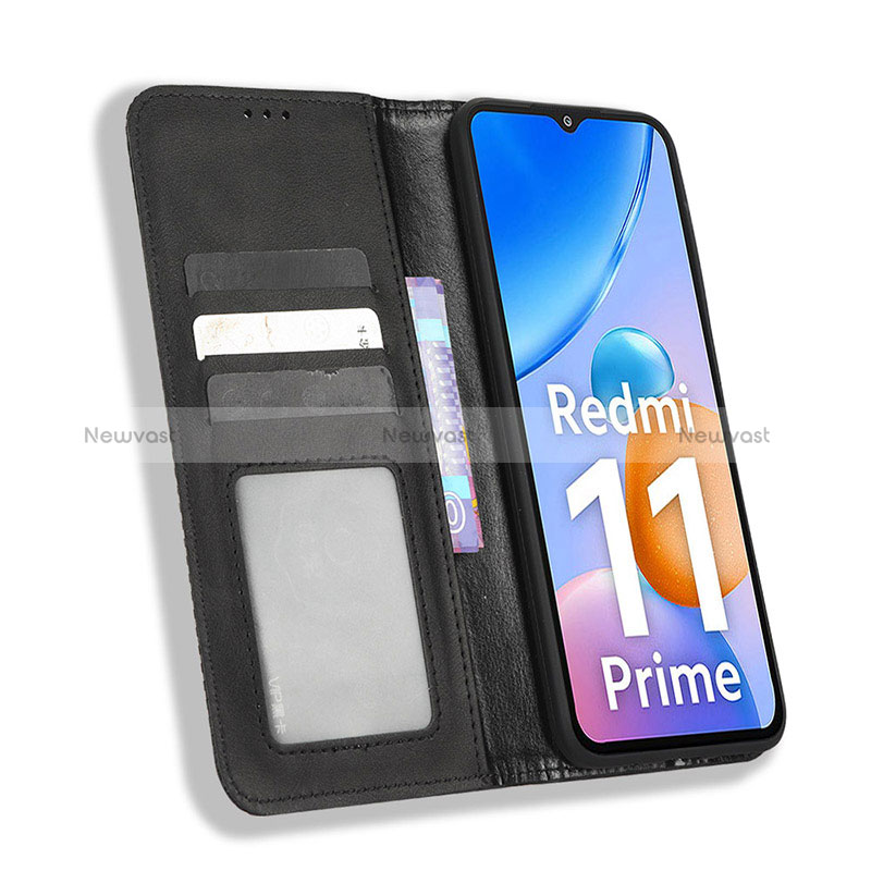 Leather Case Stands Flip Cover Holder BY4 for Xiaomi Redmi 11 Prime 4G