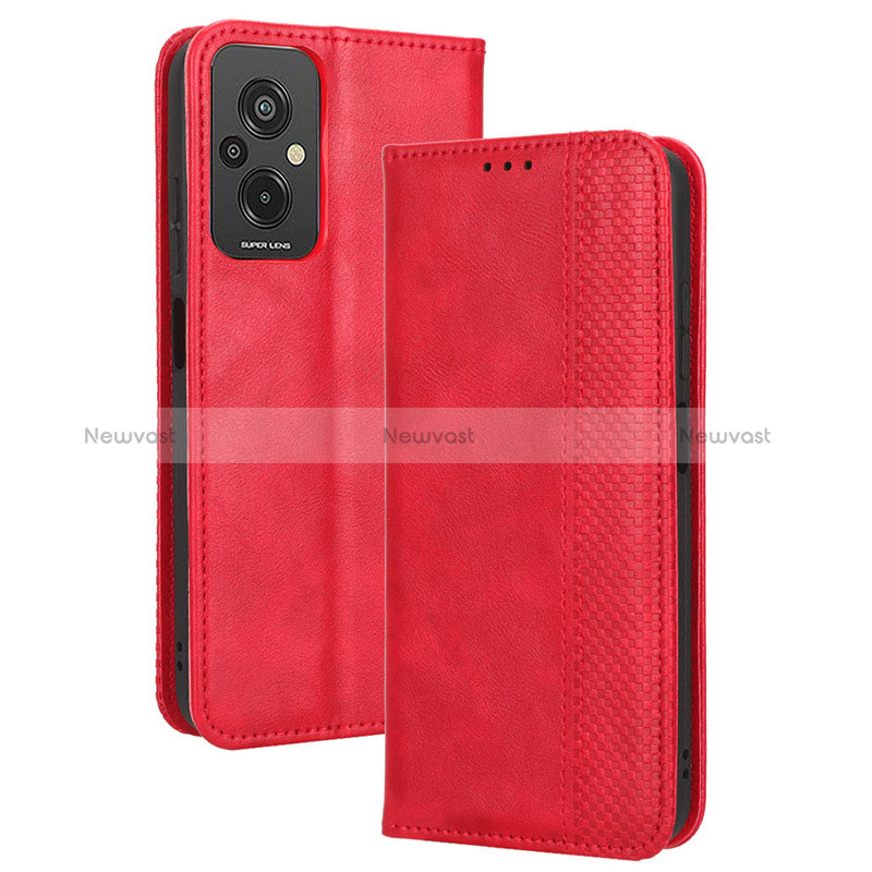 Leather Case Stands Flip Cover Holder BY4 for Xiaomi Redmi 11 Prime 4G Red