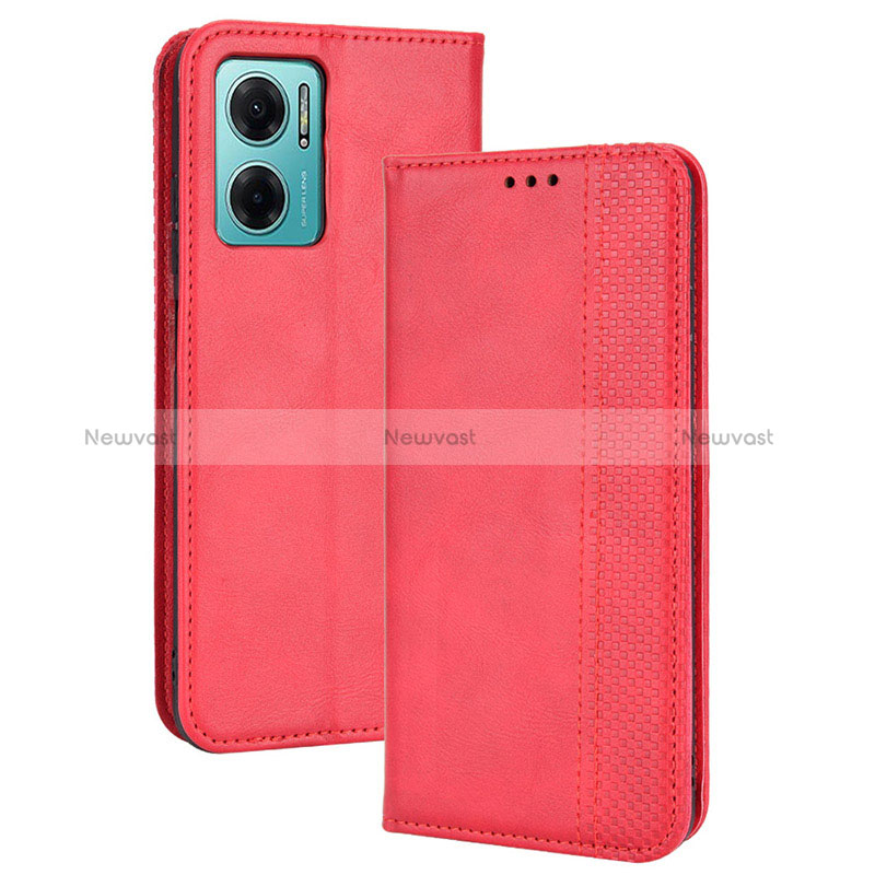 Leather Case Stands Flip Cover Holder BY4 for Xiaomi Redmi 11 Prime 5G Red