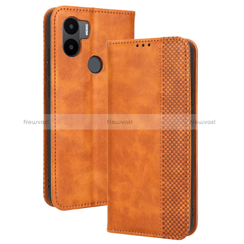 Leather Case Stands Flip Cover Holder BY4 for Xiaomi Redmi A1 Plus Brown