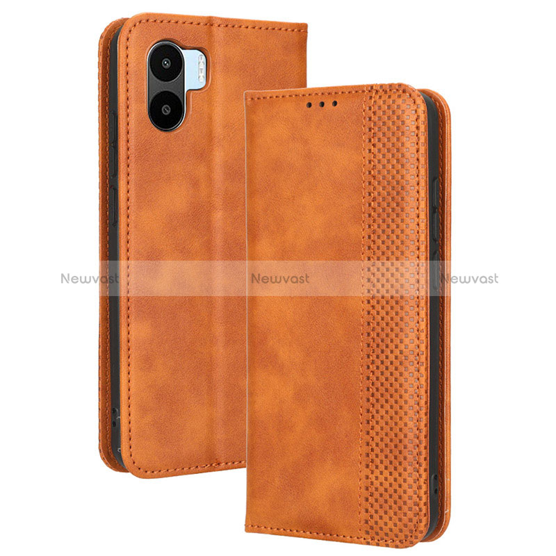 Leather Case Stands Flip Cover Holder BY4 for Xiaomi Redmi A2 Plus Brown