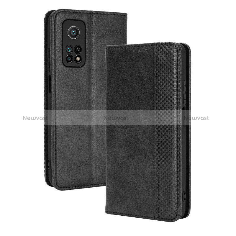 Leather Case Stands Flip Cover Holder BY4 for Xiaomi Redmi K30S 5G Black