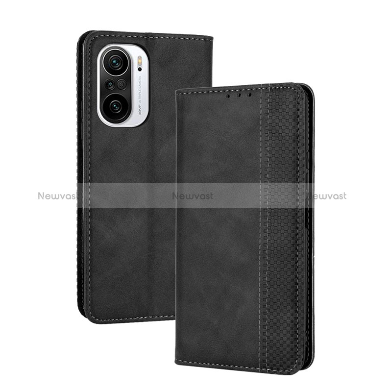 Leather Case Stands Flip Cover Holder BY4 for Xiaomi Redmi K40 5G Black