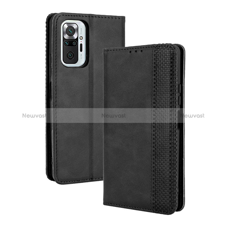 Leather Case Stands Flip Cover Holder BY4 for Xiaomi Redmi Note 10 Pro Max Black