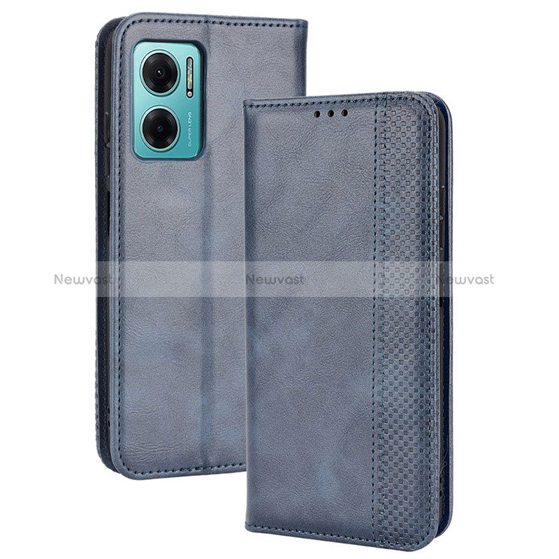 Leather Case Stands Flip Cover Holder BY4 for Xiaomi Redmi Note 11E 5G Blue