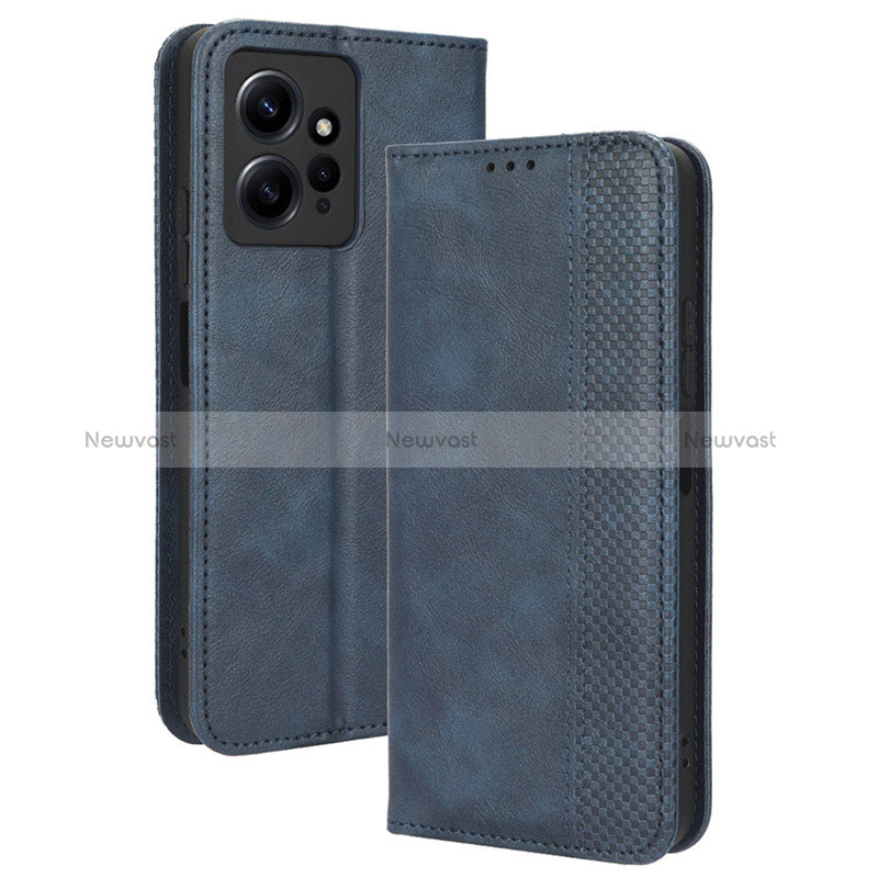 Leather Case Stands Flip Cover Holder BY4 for Xiaomi Redmi Note 12 4G Blue