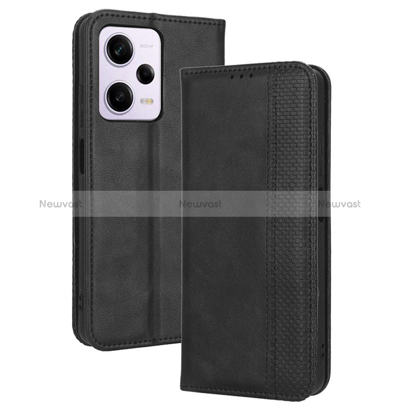 Leather Case Stands Flip Cover Holder BY4 for Xiaomi Redmi Note 12 Explorer Black