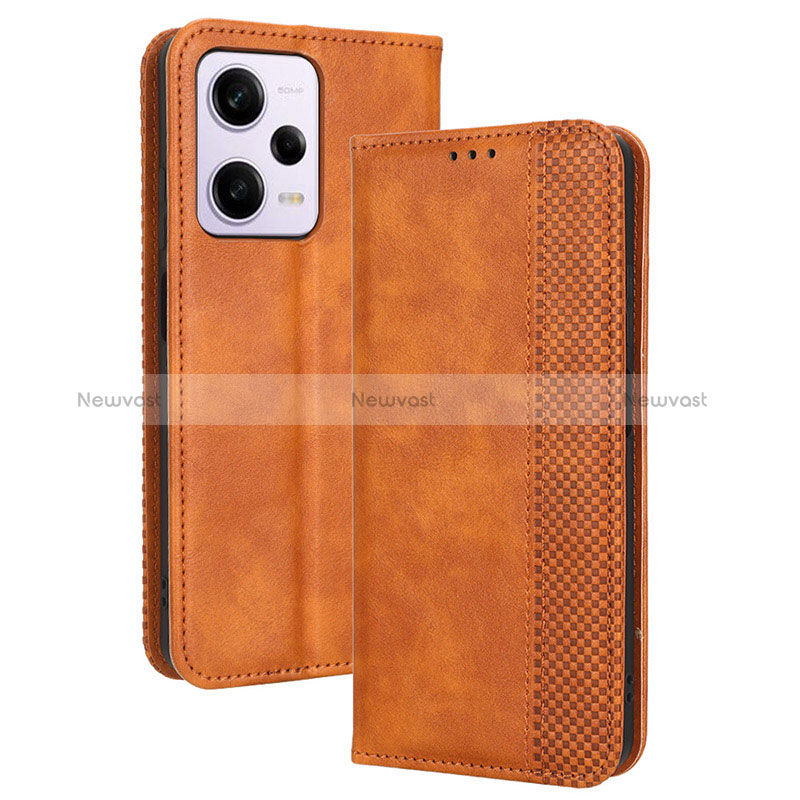 Leather Case Stands Flip Cover Holder BY4 for Xiaomi Redmi Note 12 Explorer Brown