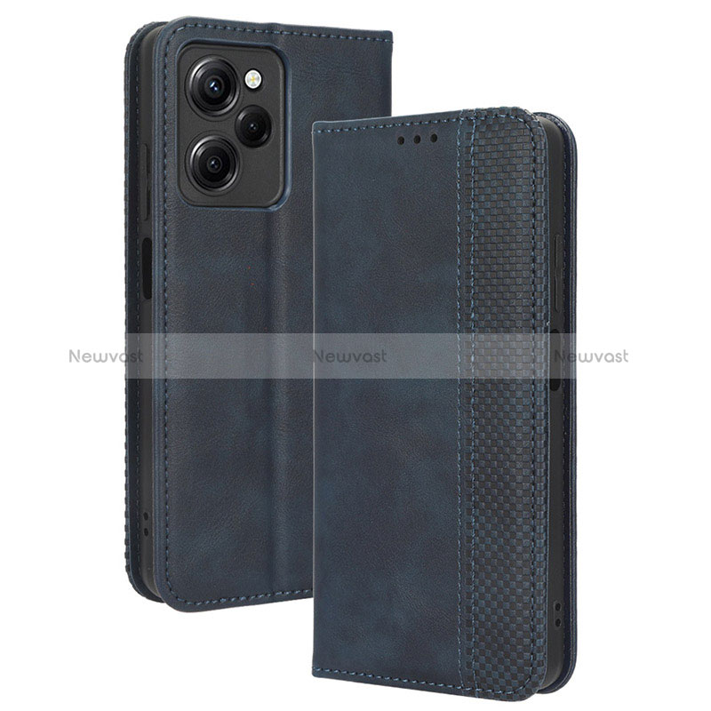 Leather Case Stands Flip Cover Holder BY4 for Xiaomi Redmi Note 12 Pro Speed 5G Blue