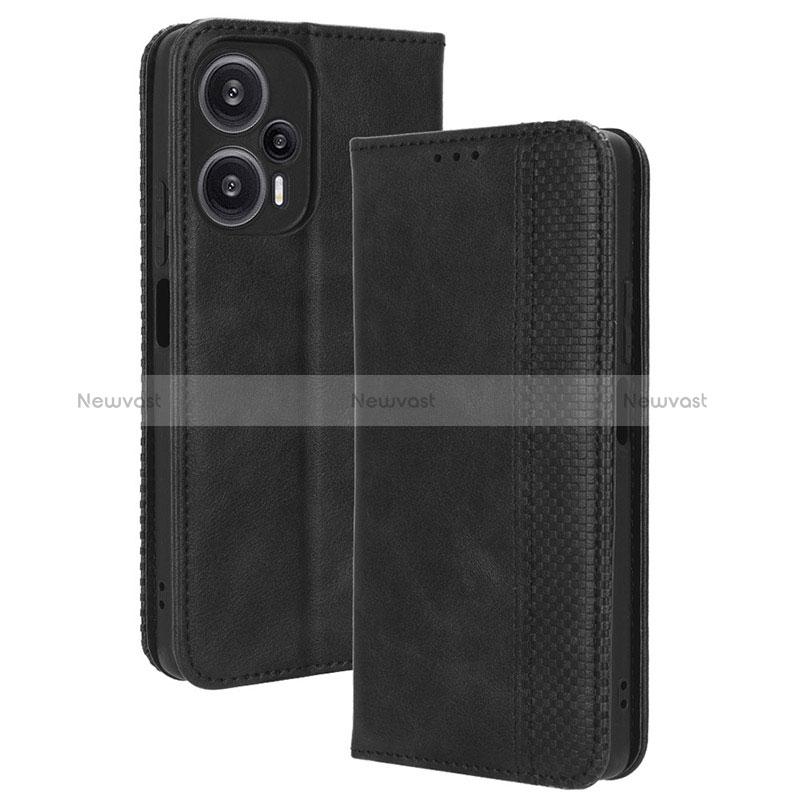 Leather Case Stands Flip Cover Holder BY4 for Xiaomi Redmi Note 12 Turbo 5G Black