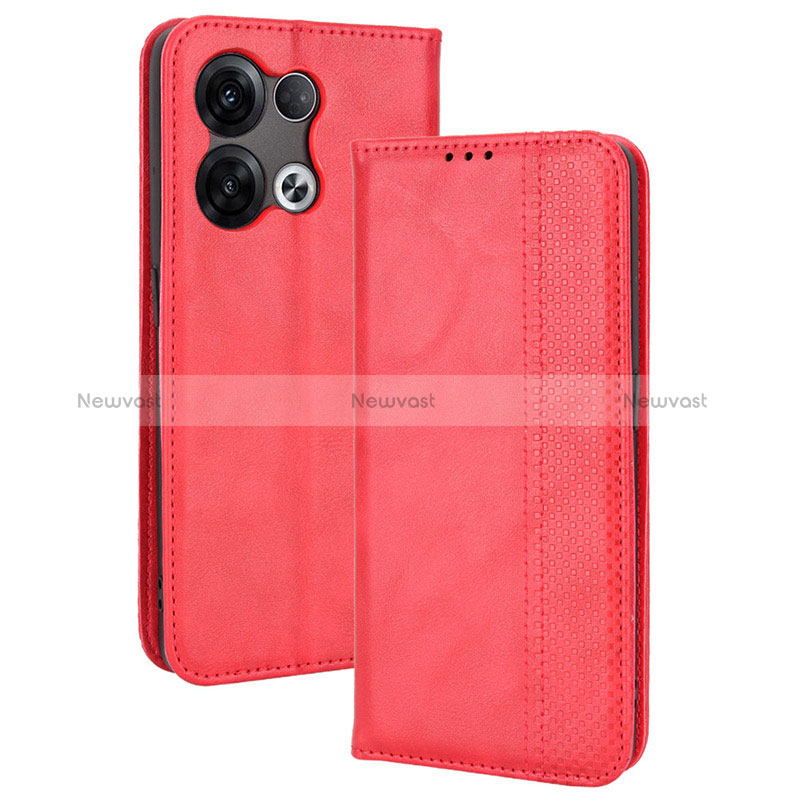 Leather Case Stands Flip Cover Holder BY4 for Xiaomi Redmi Note 13 Pro 5G Red