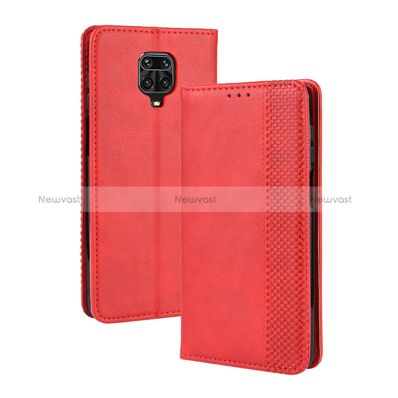 Leather Case Stands Flip Cover Holder BY4 for Xiaomi Redmi Note 9S Red