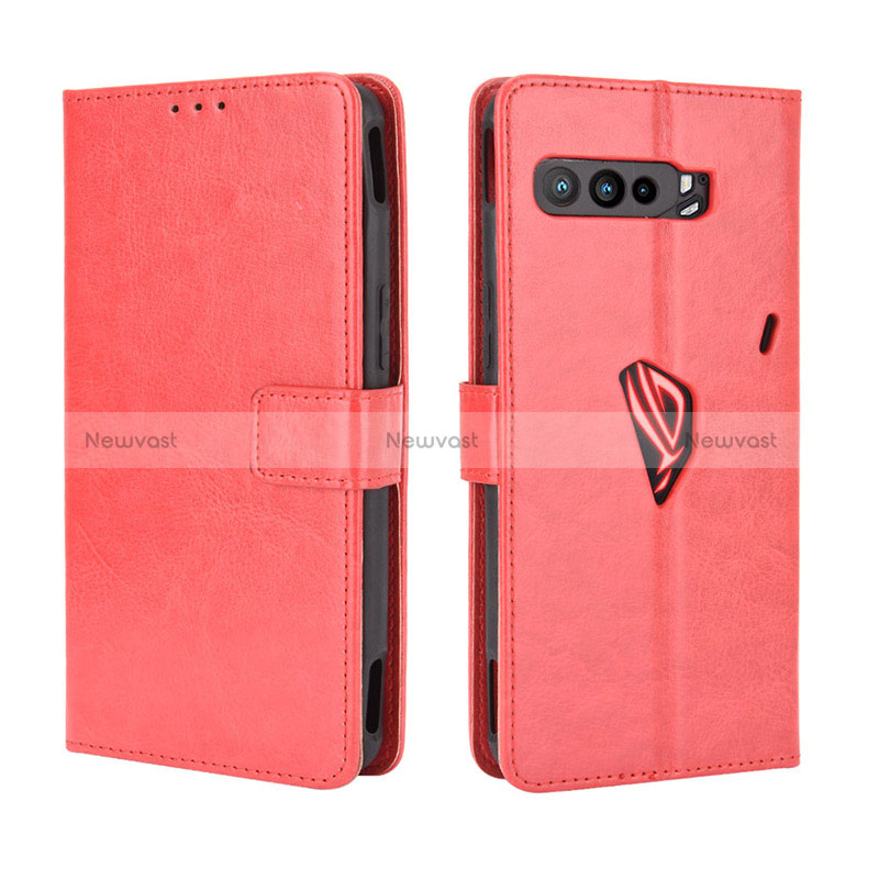 Leather Case Stands Flip Cover Holder BY5 for Asus ROG Phone 3 Strix ZS661KS Red