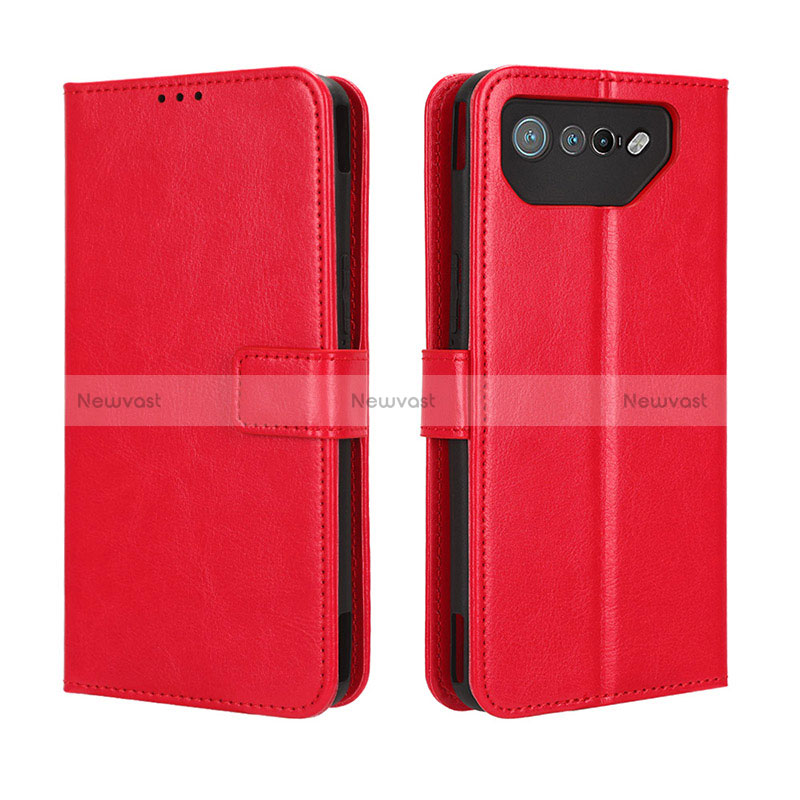 Leather Case Stands Flip Cover Holder BY5 for Asus ROG Phone 7 Pro Red