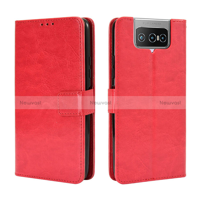 Leather Case Stands Flip Cover Holder BY5 for Asus Zenfone 7 Pro ZS671KS Red