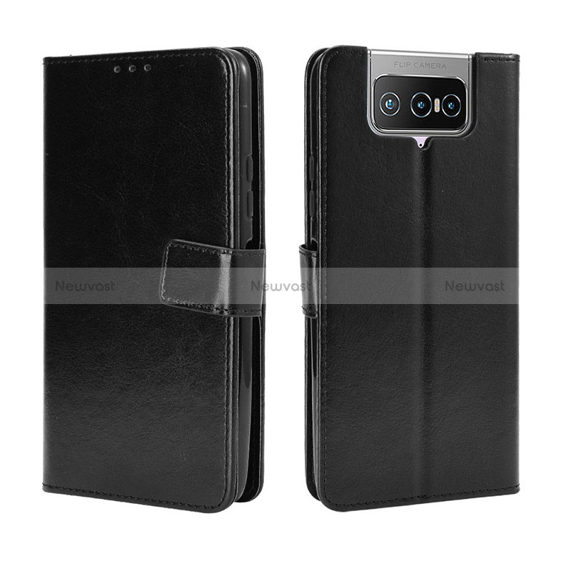 Leather Case Stands Flip Cover Holder BY5 for Asus Zenfone 7 ZS670KS Black