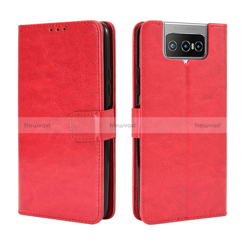 Leather Case Stands Flip Cover Holder BY5 for Asus Zenfone 7 ZS670KS Red