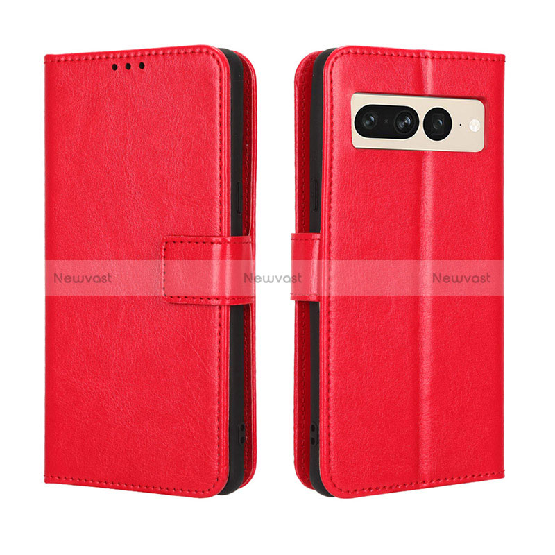 Leather Case Stands Flip Cover Holder BY5 for Google Pixel 7 Pro 5G Red