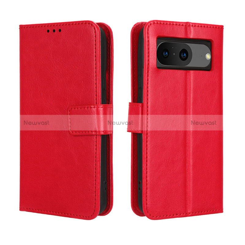 Leather Case Stands Flip Cover Holder BY5 for Google Pixel 8 5G Red