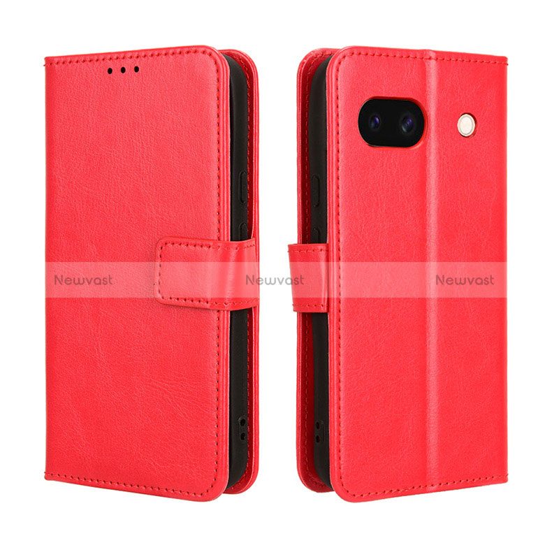 Leather Case Stands Flip Cover Holder BY5 for Google Pixel 8a 5G Red