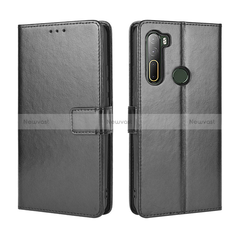 Leather Case Stands Flip Cover Holder BY5 for HTC U20 5G Black