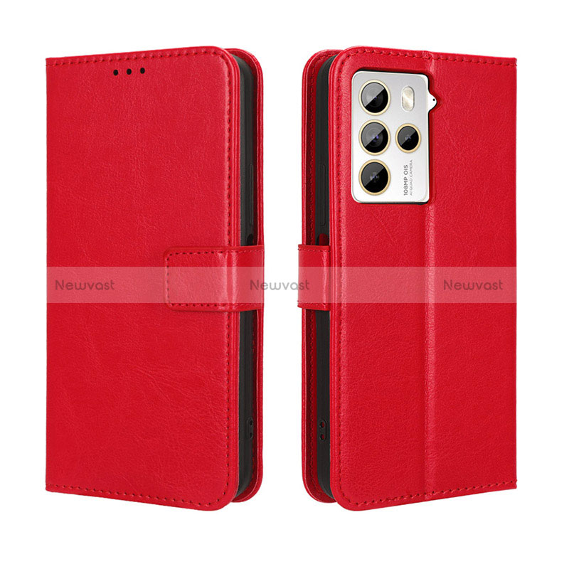 Leather Case Stands Flip Cover Holder BY5 for HTC U23 5G Red