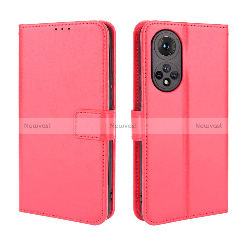 Leather Case Stands Flip Cover Holder BY5 for Huawei Honor 50 5G Red