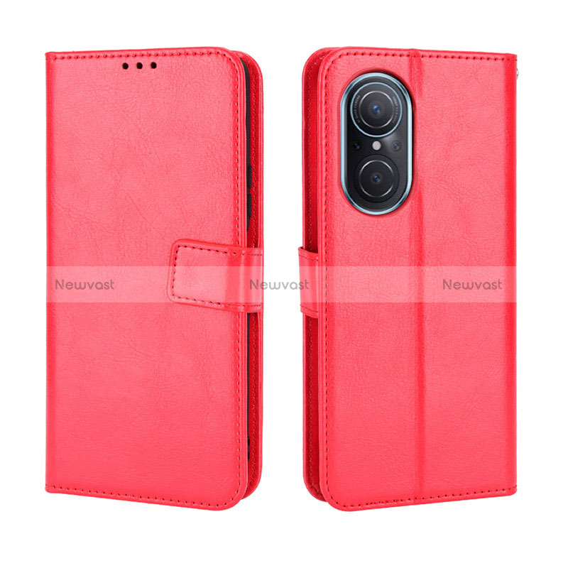 Leather Case Stands Flip Cover Holder BY5 for Huawei Honor 50 SE 5G Red