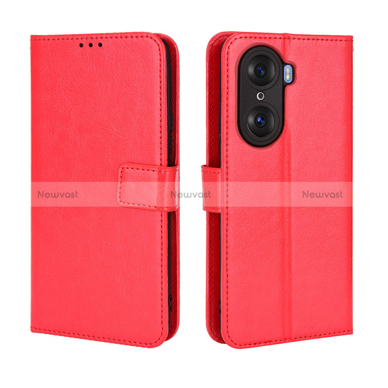 Leather Case Stands Flip Cover Holder BY5 for Huawei Honor 60 Pro 5G Red