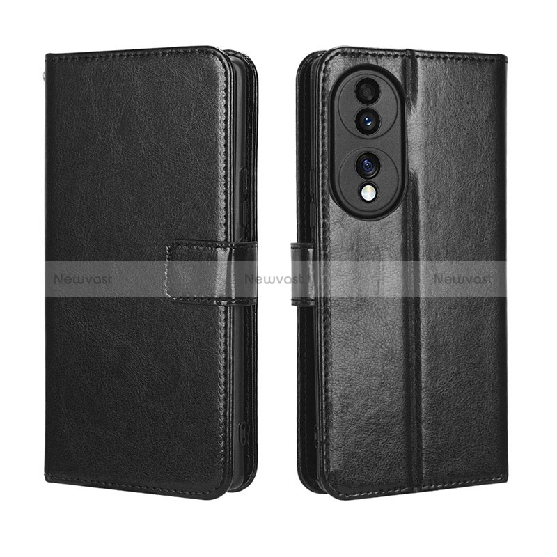 Leather Case Stands Flip Cover Holder BY5 for Huawei Honor 70 5G Black