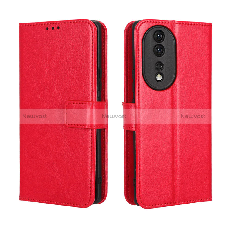 Leather Case Stands Flip Cover Holder BY5 for Huawei Honor 80 5G Red