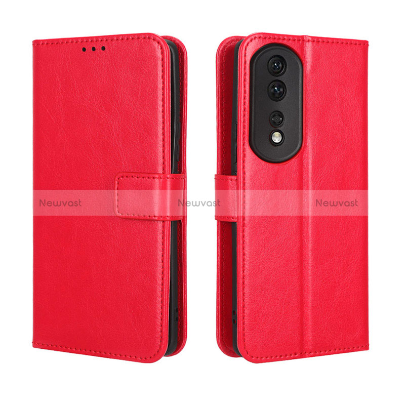 Leather Case Stands Flip Cover Holder BY5 for Huawei Honor 80 Pro 5G Red