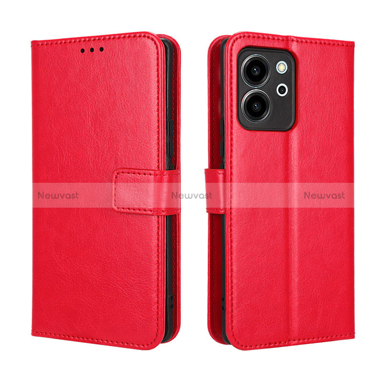 Leather Case Stands Flip Cover Holder BY5 for Huawei Honor 80 SE 5G Red