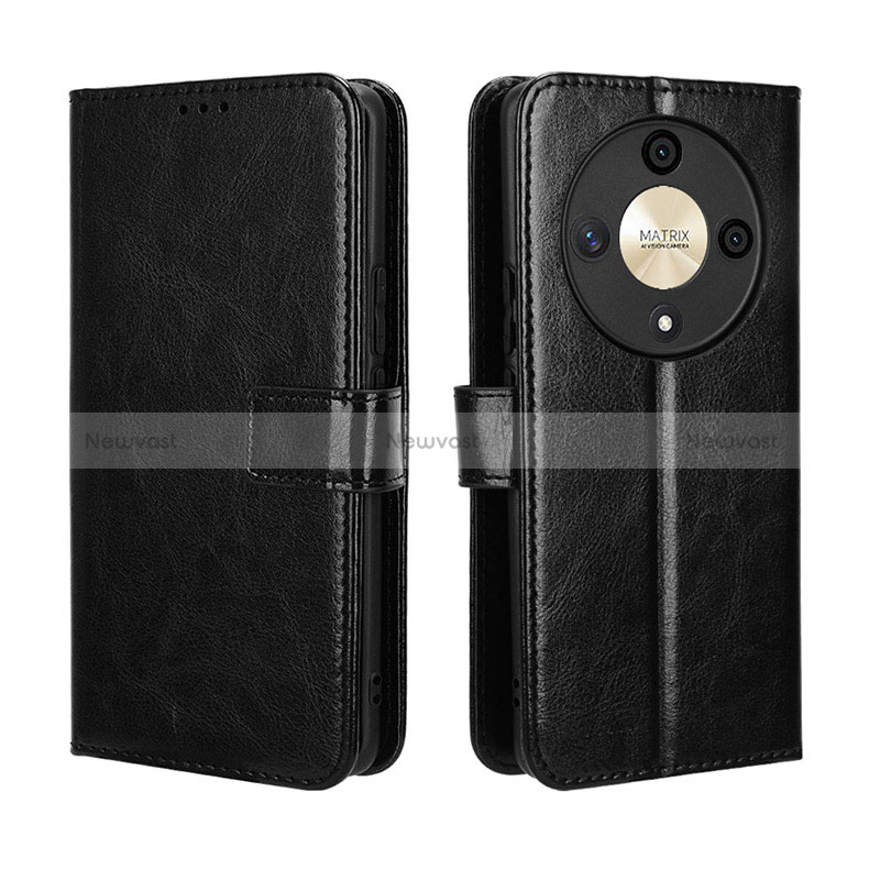 Leather Case Stands Flip Cover Holder BY5 for Huawei Honor Magic6 Lite 5G Black