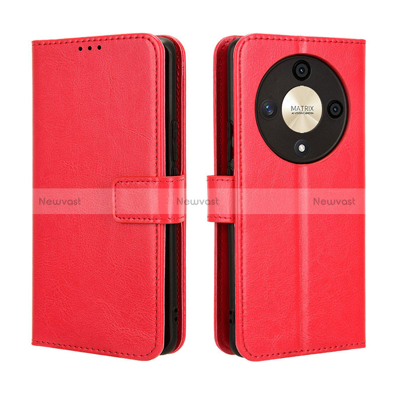 Leather Case Stands Flip Cover Holder BY5 for Huawei Honor Magic6 Lite 5G Red