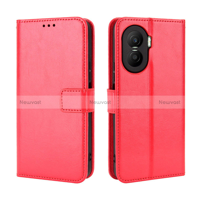 Leather Case Stands Flip Cover Holder BY5 for Huawei Honor X40i 5G Red