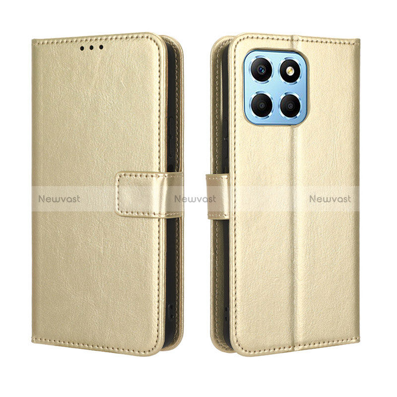 Leather Case Stands Flip Cover Holder BY5 for Huawei Honor X6 5G Gold