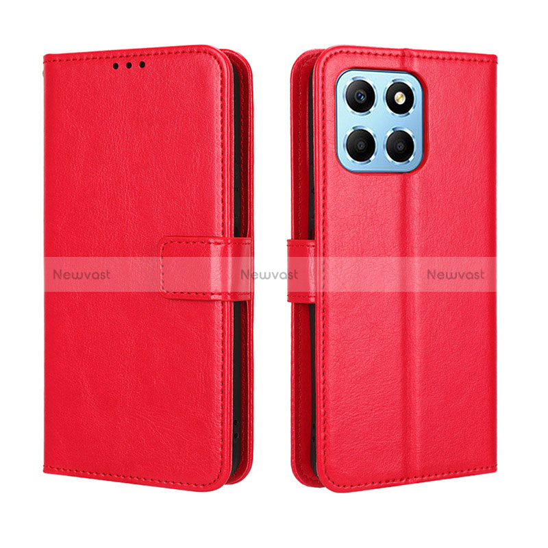 Leather Case Stands Flip Cover Holder BY5 for Huawei Honor X6 5G Red