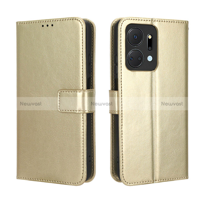 Leather Case Stands Flip Cover Holder BY5 for Huawei Honor X7a Gold