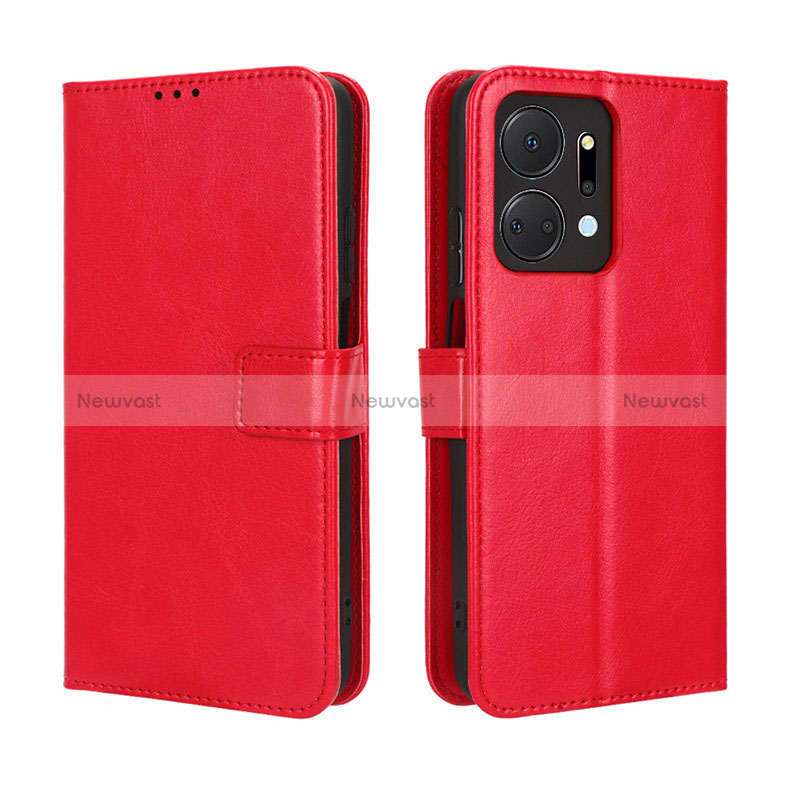 Leather Case Stands Flip Cover Holder BY5 for Huawei Honor X7a Red