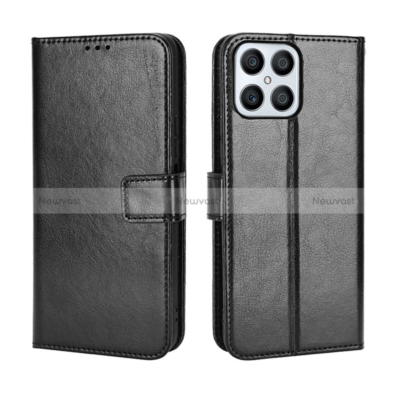 Leather Case Stands Flip Cover Holder BY5 for Huawei Honor X8 4G Black