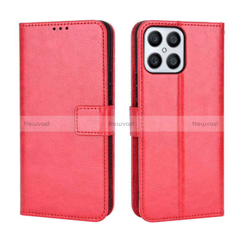 Leather Case Stands Flip Cover Holder BY5 for Huawei Honor X8 4G Red