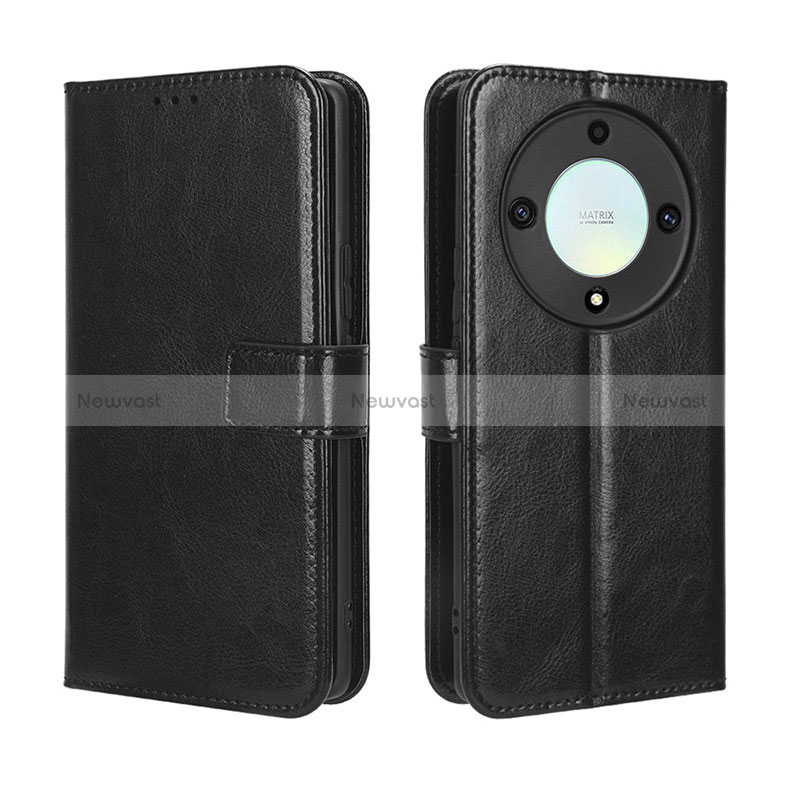 Leather Case Stands Flip Cover Holder BY5 for Huawei Honor X9a 5G Black