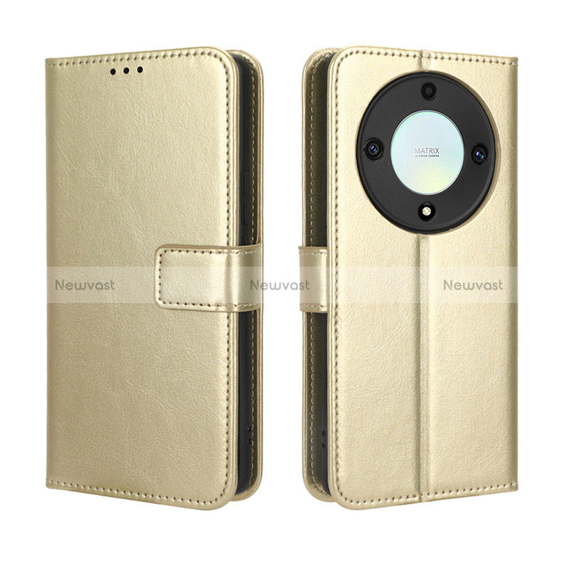 Leather Case Stands Flip Cover Holder BY5 for Huawei Honor X9a 5G Gold