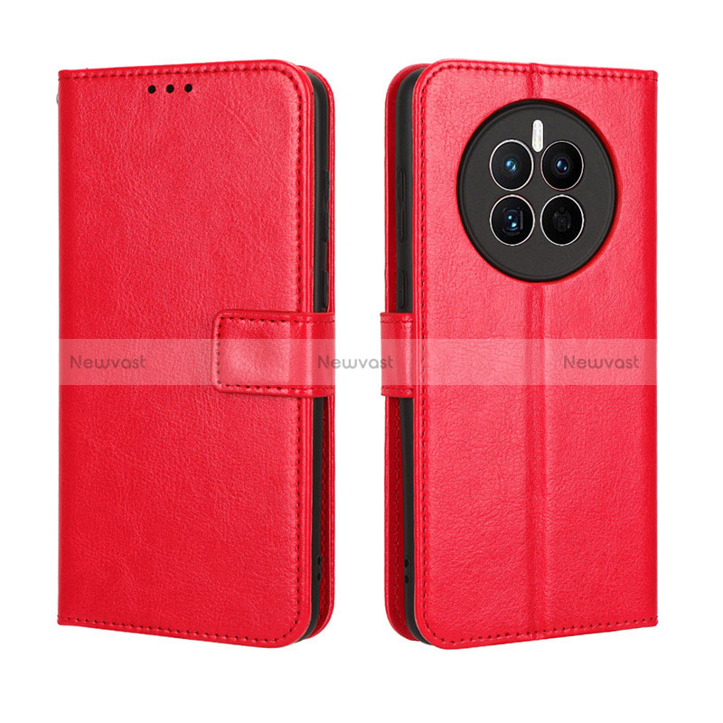 Leather Case Stands Flip Cover Holder BY5 for Huawei Mate 50 Red