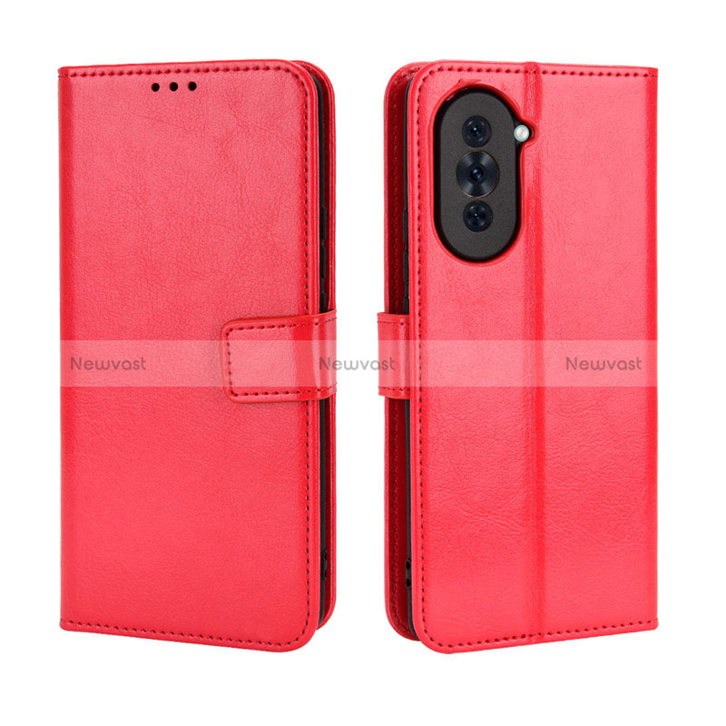 Leather Case Stands Flip Cover Holder BY5 for Huawei Nova 10 Pro Red